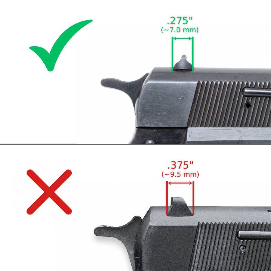 Browning Hi-Power Vigilante säädettävät rautähtäimet | blank - Ubitzu