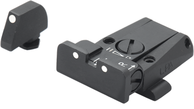 Glock [G17 G19 G26 & other] säädettävät rautähtäimet | valkoiset pisteet - Ubitzu